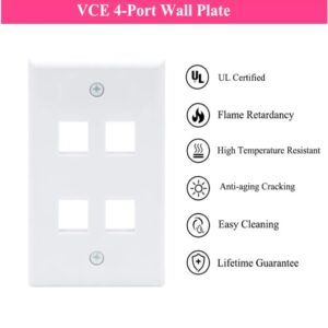 4 Port Wall Plate - White